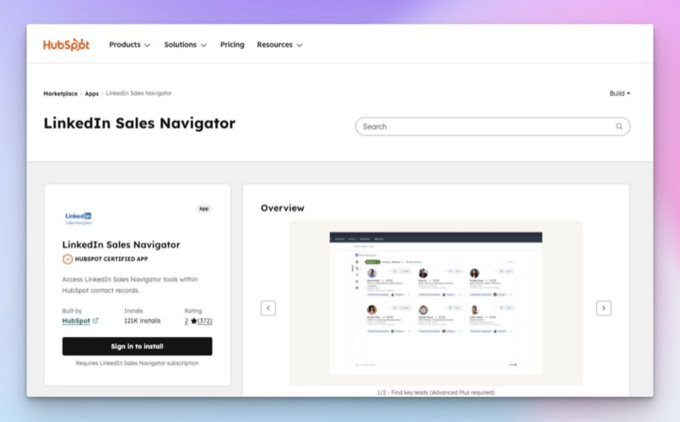 HubSpot Native Sales Navigator Integration
